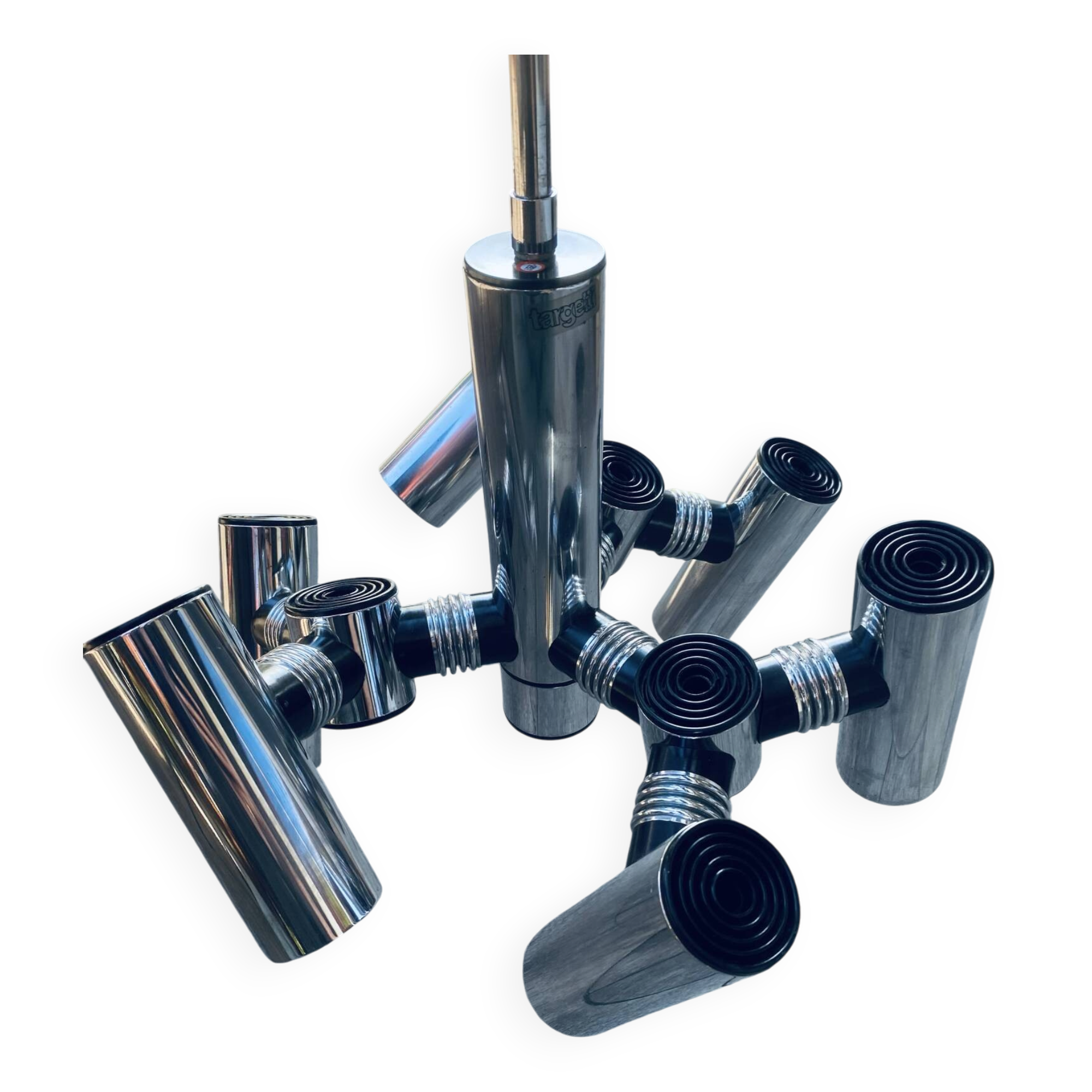 Lustre Targetti vintage chrome noir, style Space Age années 70