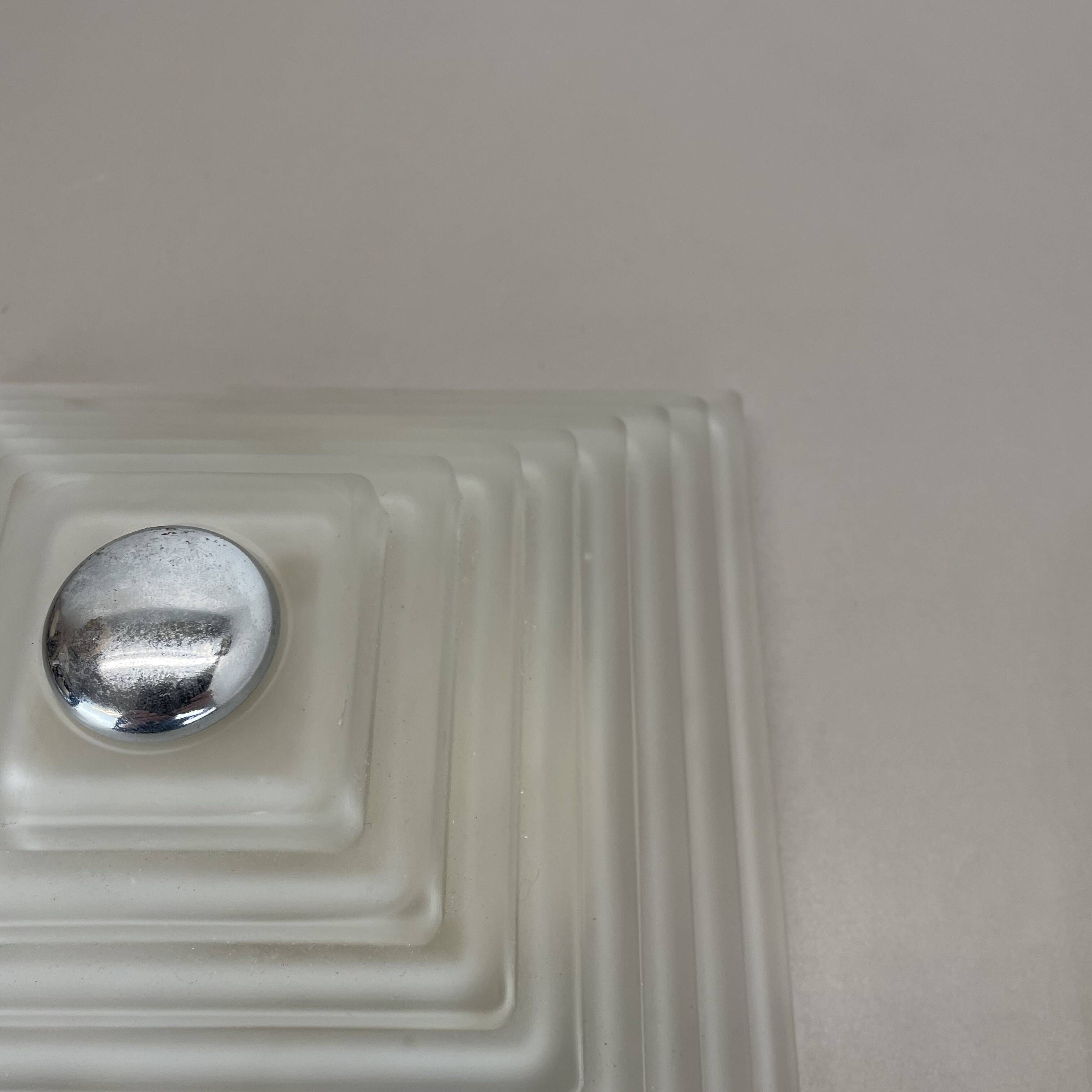 Cubic satin white glass wall light by glashütte limburg attrib., germany 1980s