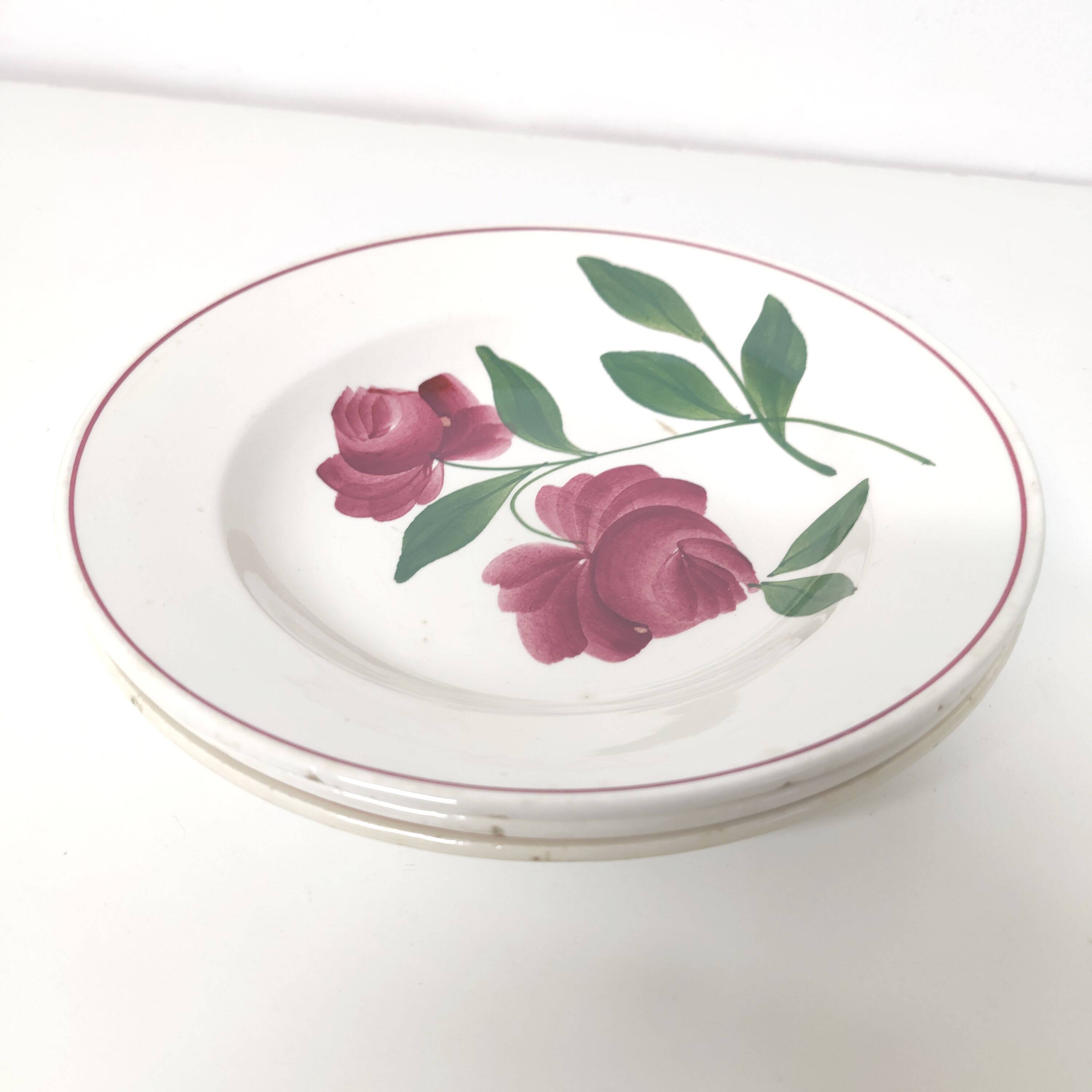 3 vintage floral soup plates Printemps Paris model Essonnes