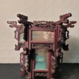 Carved wooden lantern and painted glass - China, Late 19th century