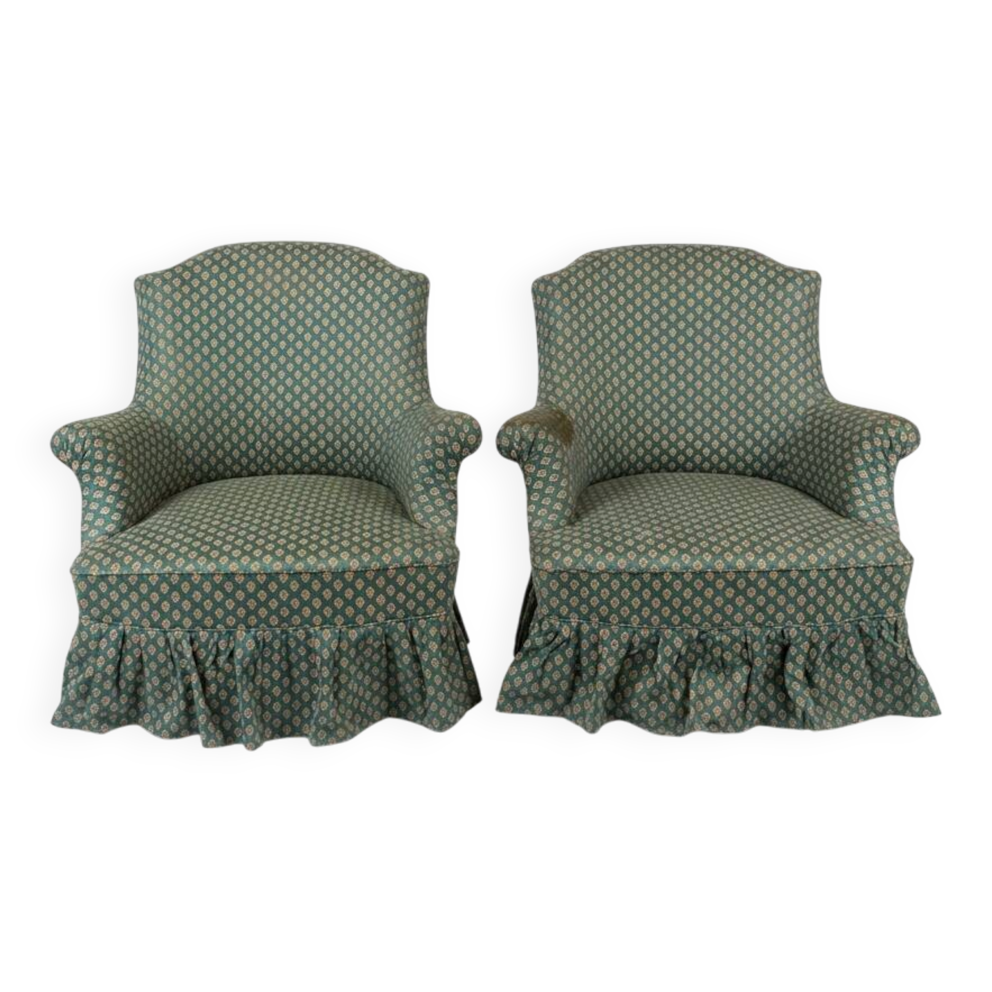 Pair of Napoleon III toad armchairs