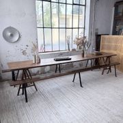 XXL trestle farm table 4m and its benches