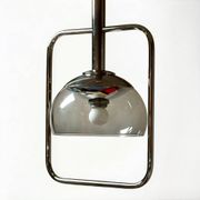 Space Age Pendant Lamp in Chrome Metal and Smoked Plexiglass, 1970s