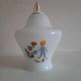 Opaline pendant lamp decorated with children's scenes 60s-70s