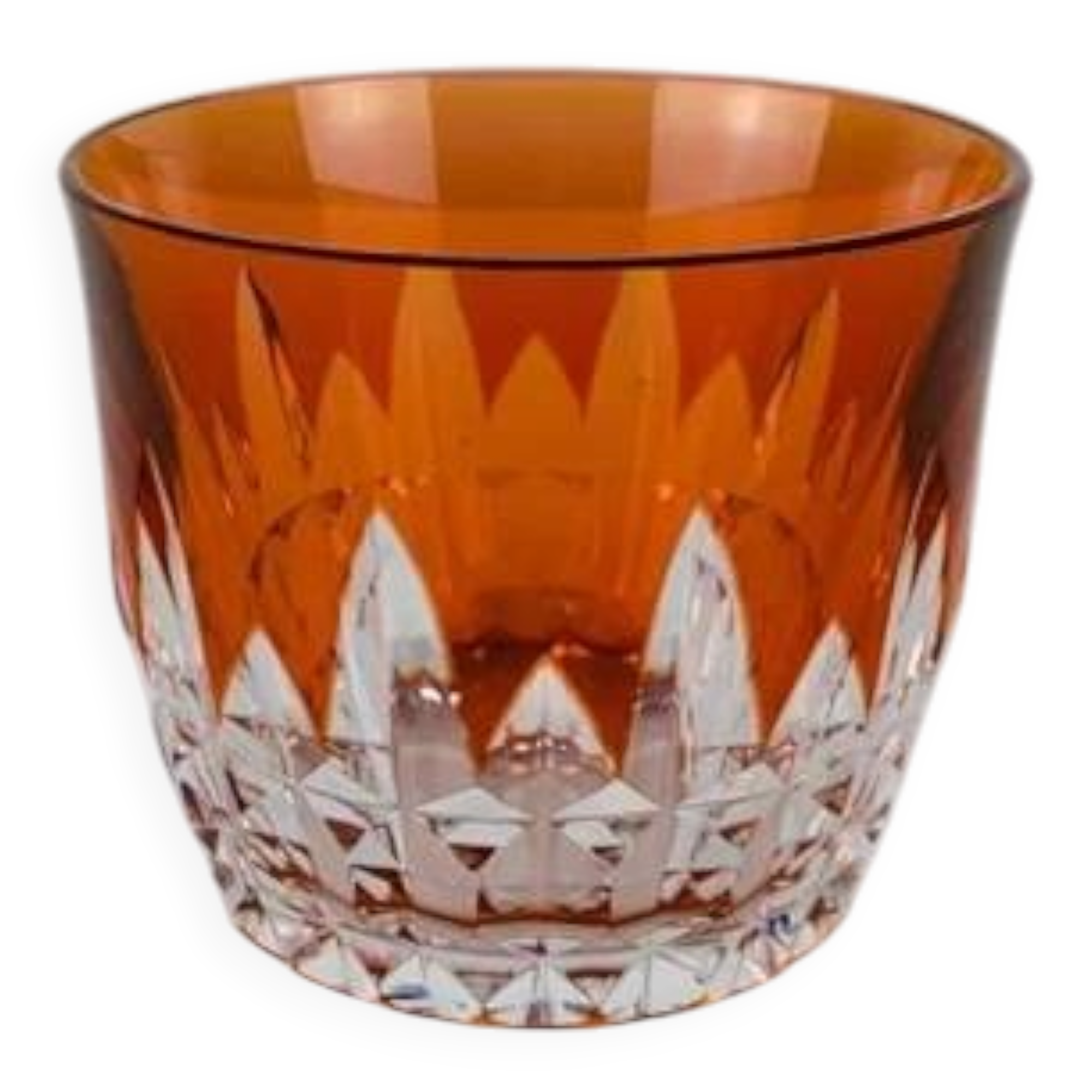 Orange overlay crystal glass in Piccadilly style by Baccarat.