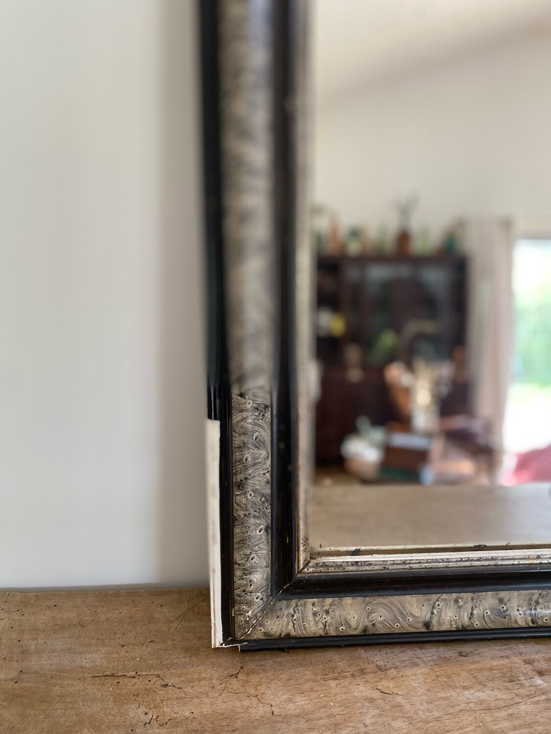 Louis philippe antique mirror with marbled plate