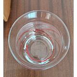 Vase vintage en verre soufflé de style Murano avec tourbillons rouges