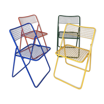 Set of four folding chairs Ted Net by Niels Gammelgaard 1970's Sweden