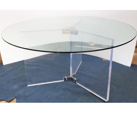 Vintage Lucite Glass Round Dining, Small Round Lucite Dining Table