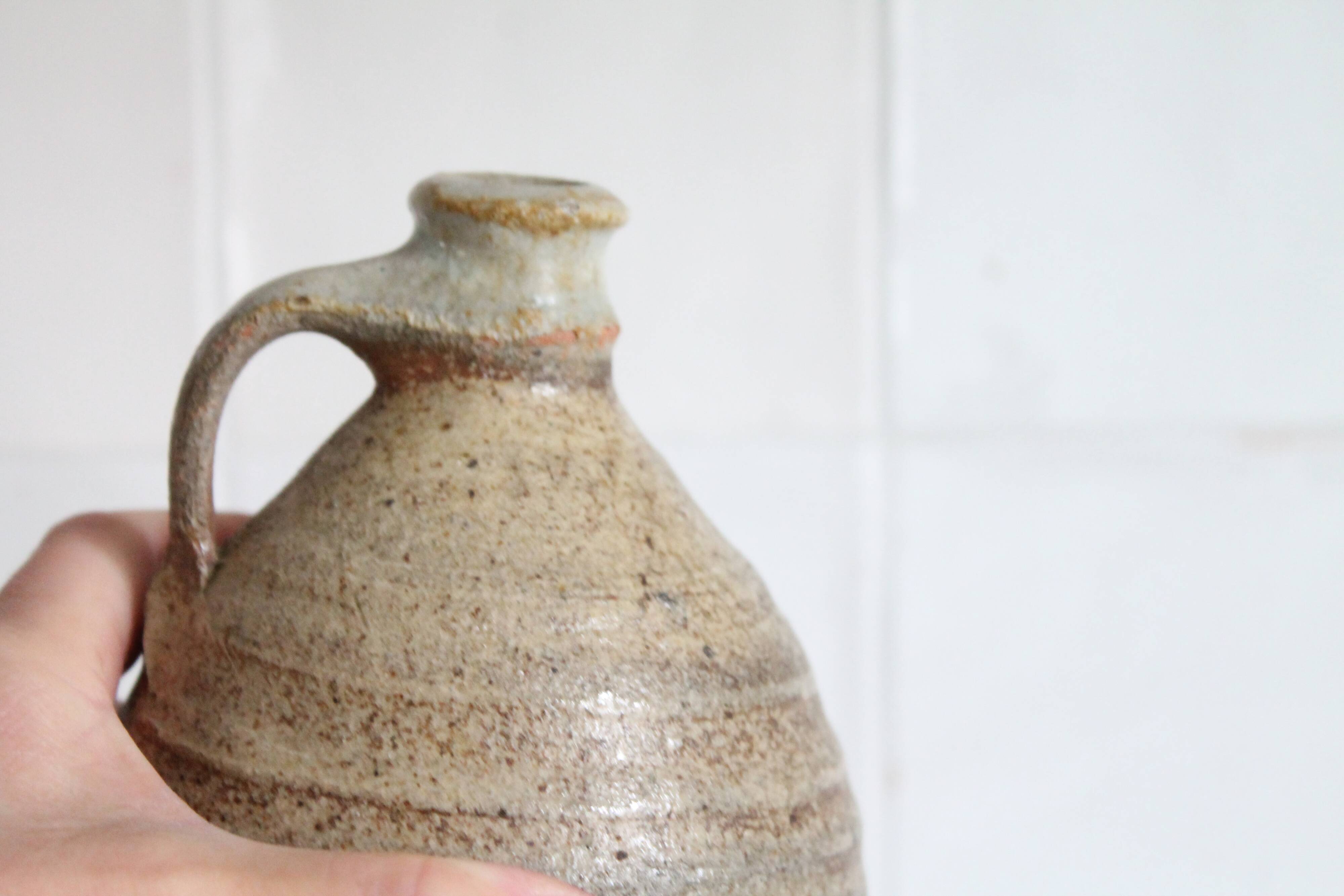 Carafe or vase in ancient glazed stoneware French pottery.