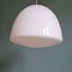 Art Deco pendant light in white opaline glass with chrome frame, 1920-30