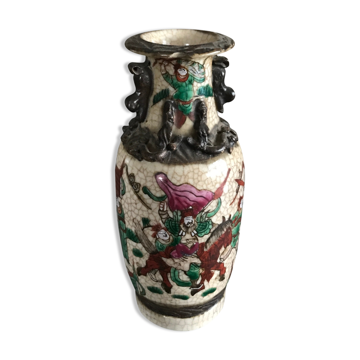 Vase ceramic canton of nanjing decoration of war scenes xixth