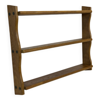 Étagère murale vintage en bois massif avec 3 étagères Étagère en chêne des années 70