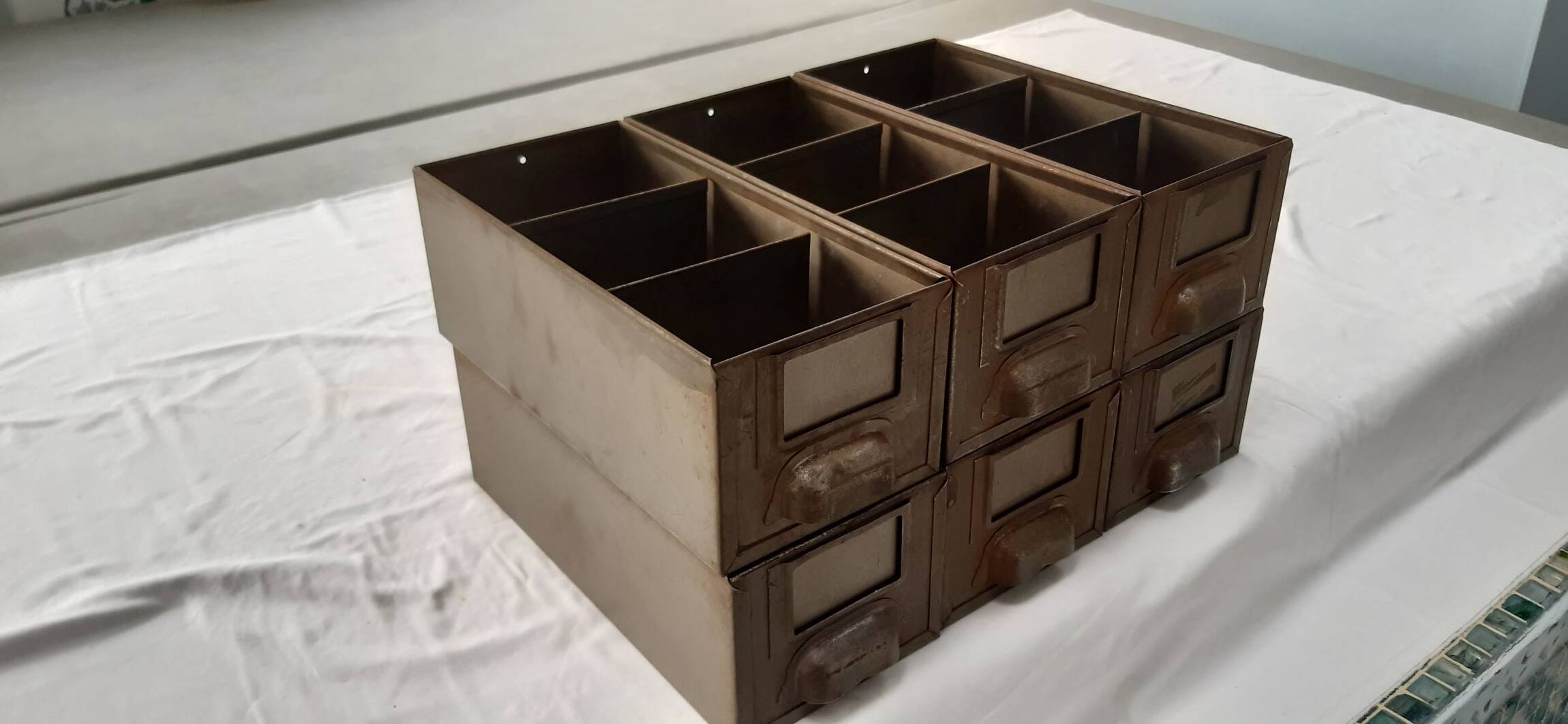 set of 6 industrial drawer lockers