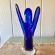 Murano style cobalt blue blown glass vase