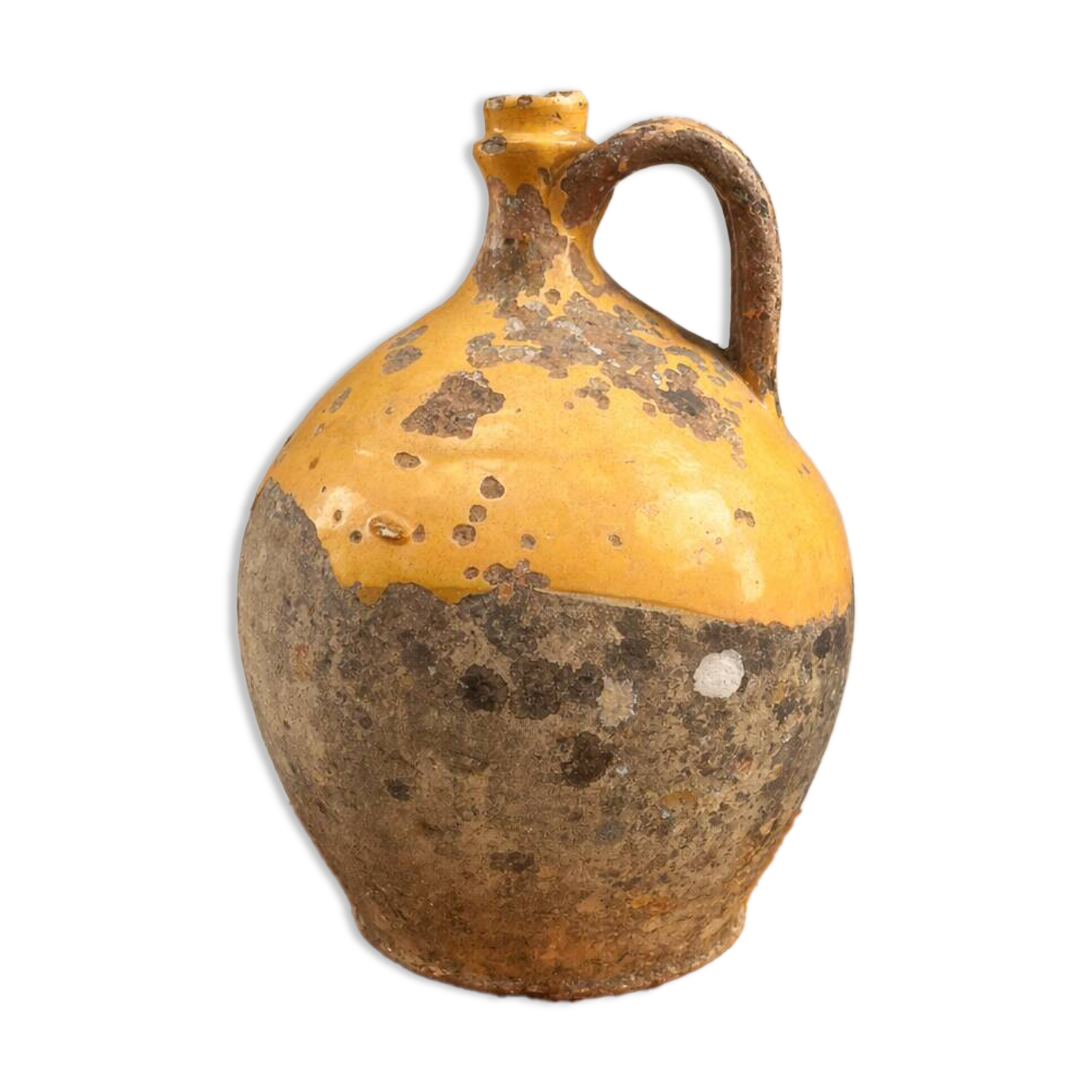 Old Provençal glazed terracotta jug – 19th century – authentic patina