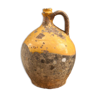 Old Provençal glazed terracotta jug – 19th century – authentic patina