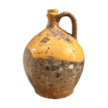 Old Provençal glazed terracotta jug – 19th century – authentic patina