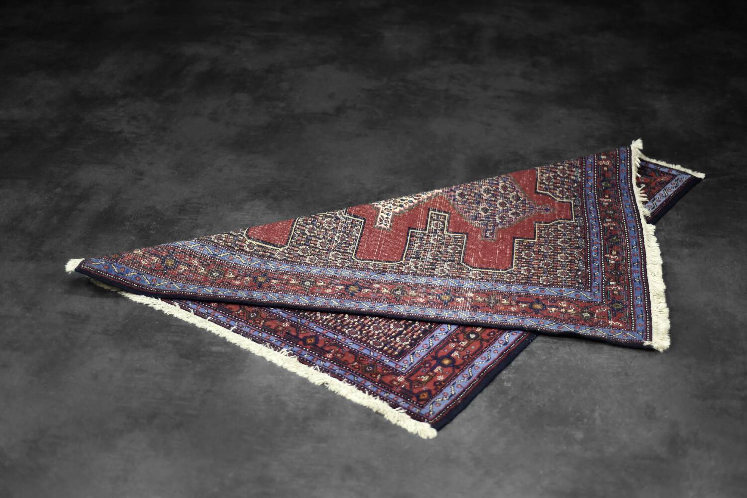 Vintage Hand-Woven Middle Eastern Oriental Senneh Rug, 1960s