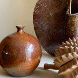 Vase boule en grès de Jacky Coville, années 70
