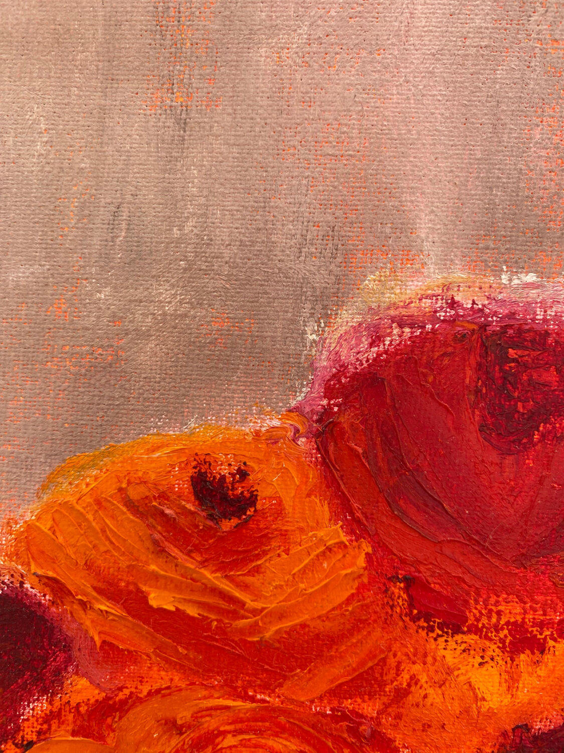 Huile sur toile bouquet orange