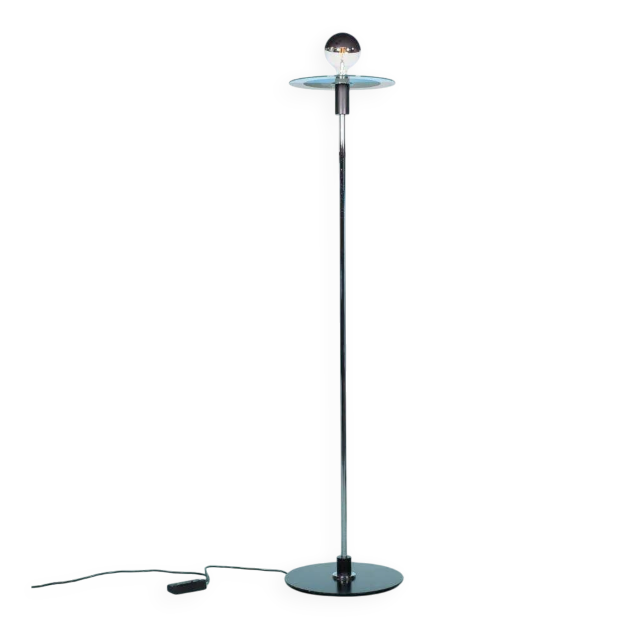 Minimalist chrome glass floor lamp, Bauhaus style floor lamp.