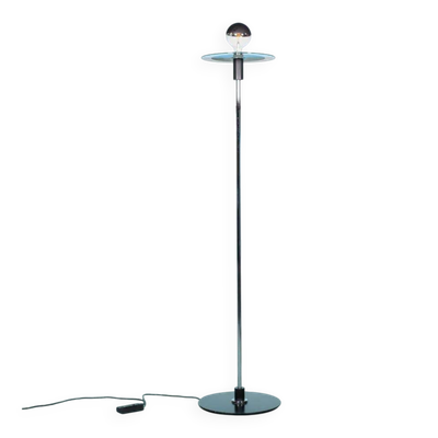 Lampe de sol en verre chromé minimaliste, lampe de sol de style Bauhaus.