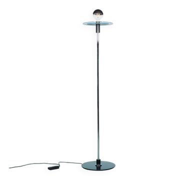 Minimalist chrome glass floor lamp, Bauhaus style floor lamp.