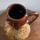 Bay Keramik red, brown and white fat lava handled vase West Germany