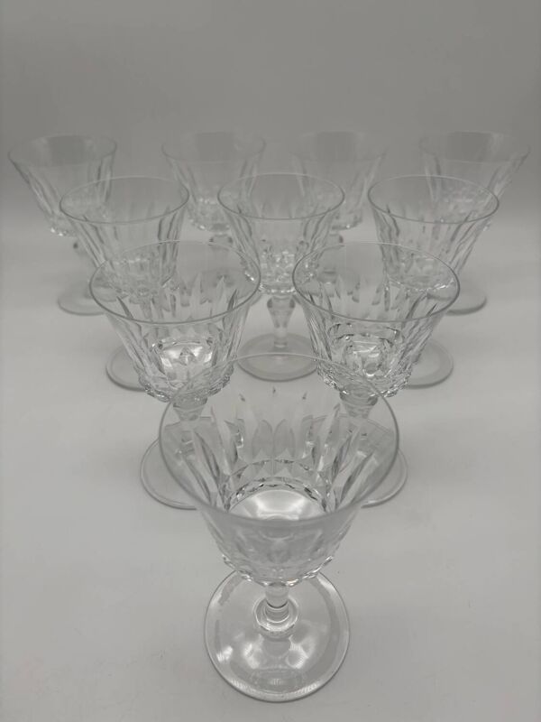 10 Verres Baccarat, Model Picadilly, France, verres à pied en cristal