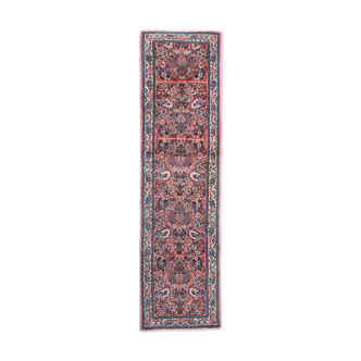 Pink vintage sarouk rug 85x295cm