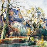 Vue de Village Indre-et-Loire de Pierre Dimanche ( 1919-1986)