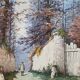 Large Watercolor Painting Signed Christen XIXth Animated Landscape Barbizon