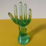 Handmade transparent glass ring sizer in green color