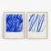 Pair of blue line prints, abstract wall art set of two, 50x70cm