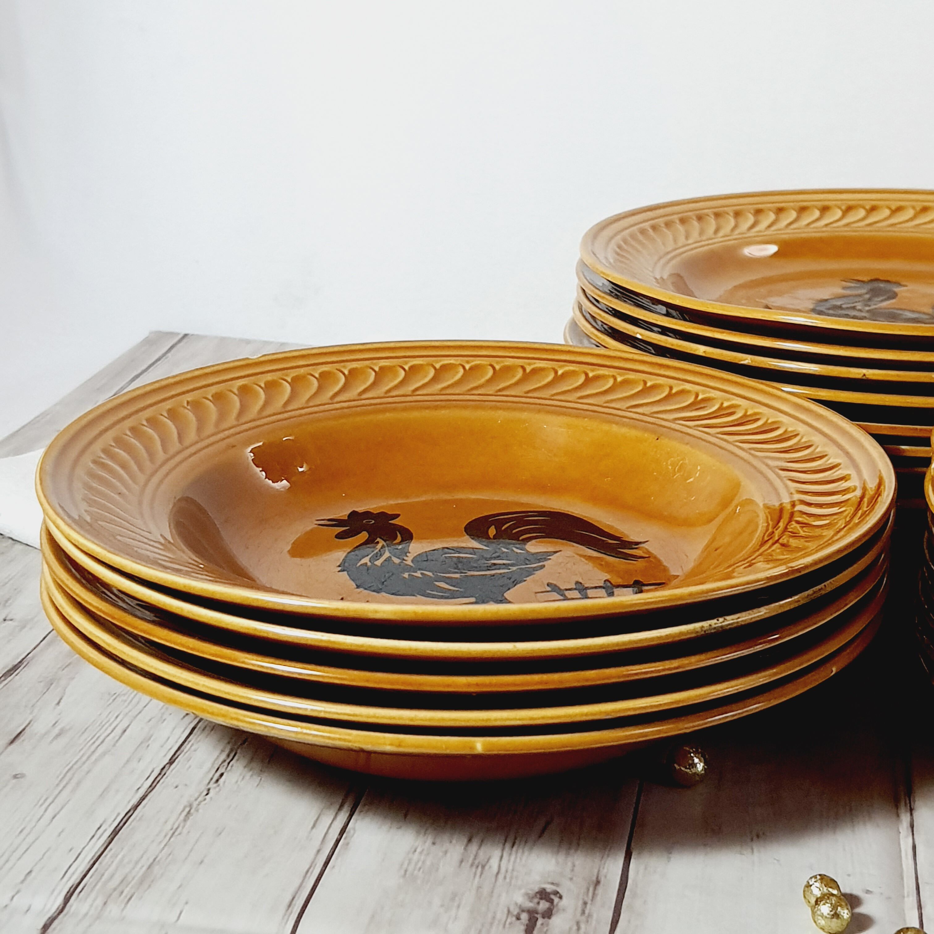 Set of plates of Gien decoration rooster