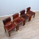 Curved wooden and leather chairs by Afra and Tobia Scarpa from the 1970s, set of 4.