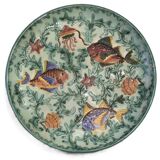 Cerart Monaco Round Plate on Small Foot Enamelled Ceramic circa 1950
