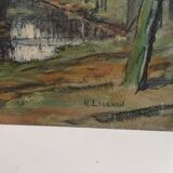 Old oil painting Forest landscape.