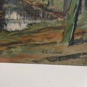 Old oil painting Forest landscape.
