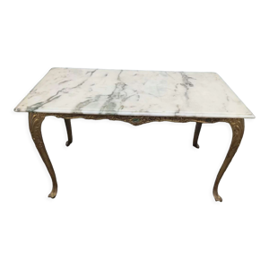 Table basse vintage laiton - marbre