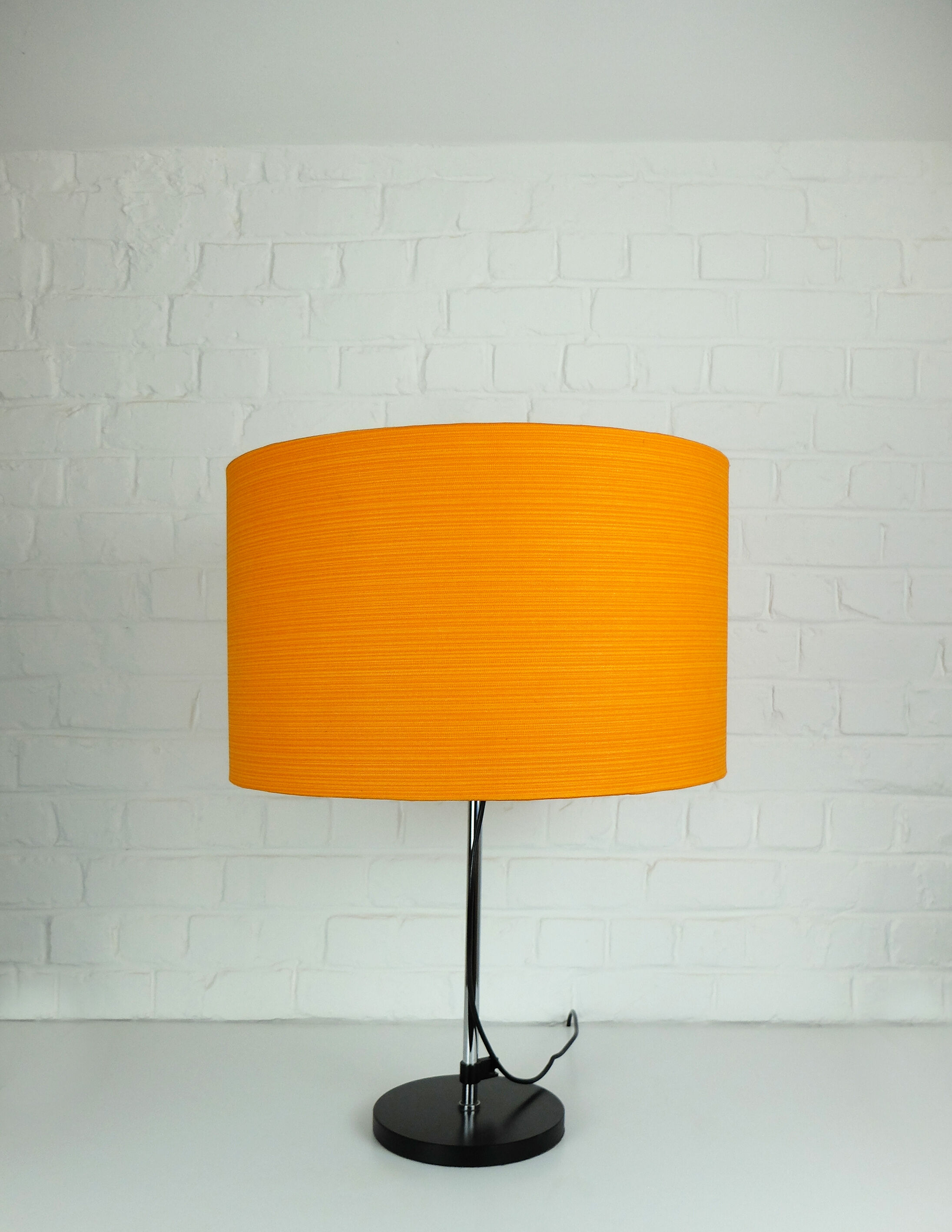 Adjustable Space Age table lamp, original orange lampshade, Staff Leuchten, Germany 1970