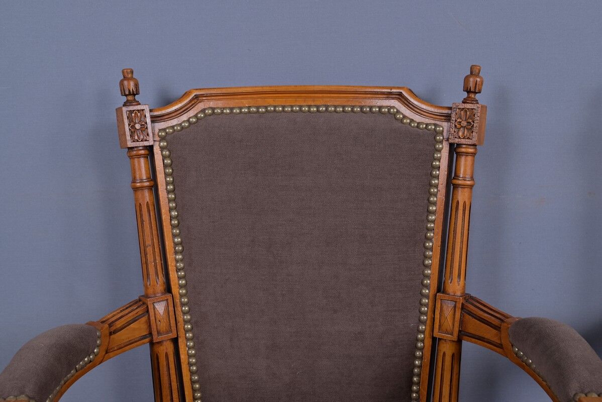 Pair of stained beech armchairs, Louis XVI style – 1950