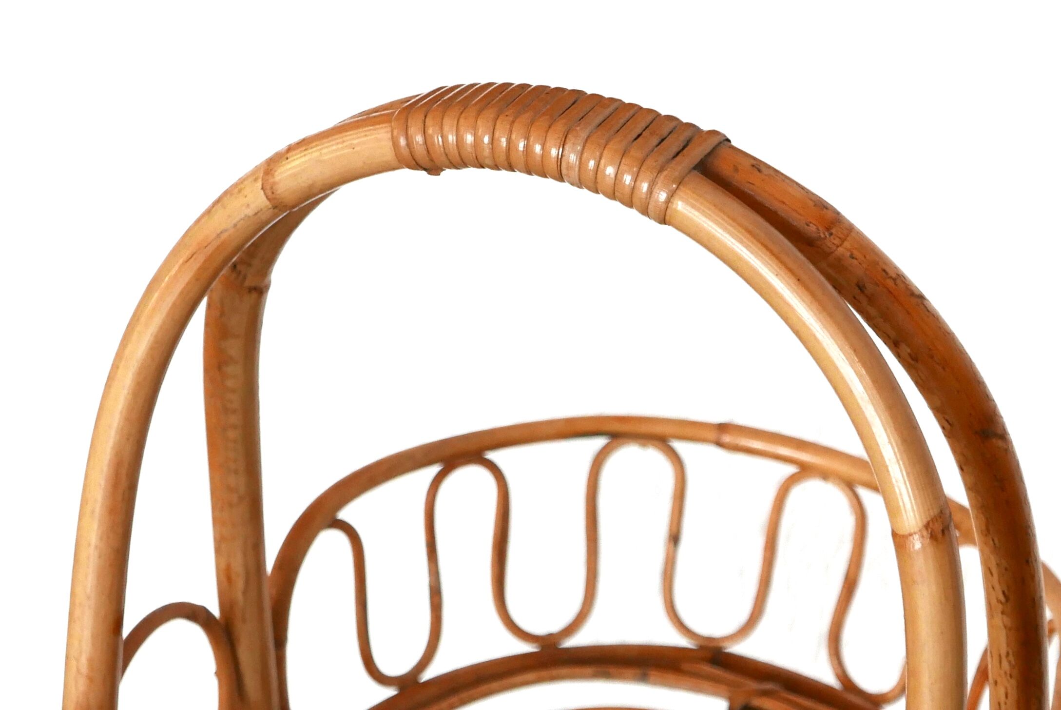 Rattan and bamboo trolley on wheels, 1950s