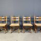 Vintage oak and wicker brutalist chairs, 1960s - set of 6