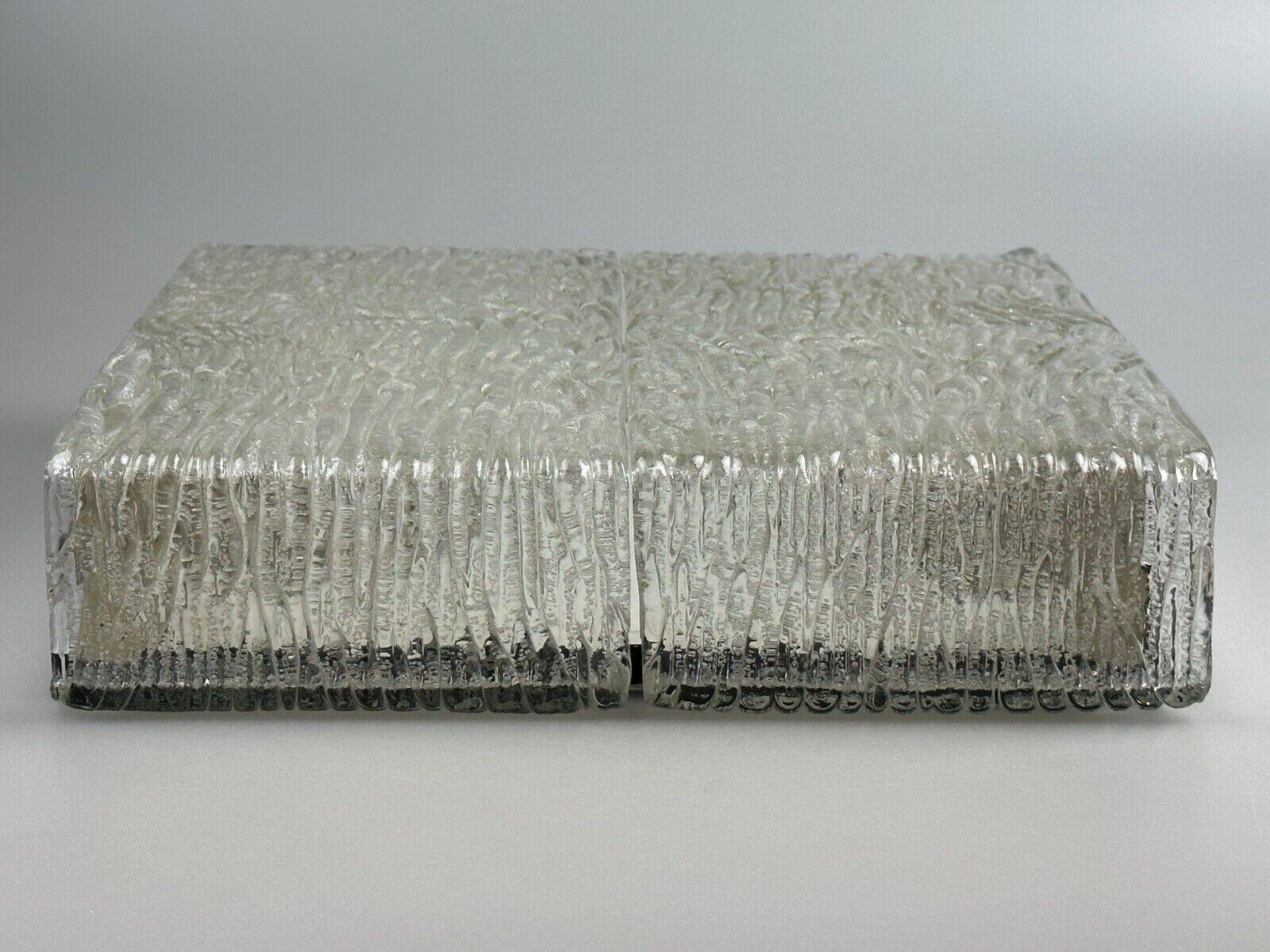 60s 70s ice glass flush mount ceiling lamp by Kaiser Leuchten Germany