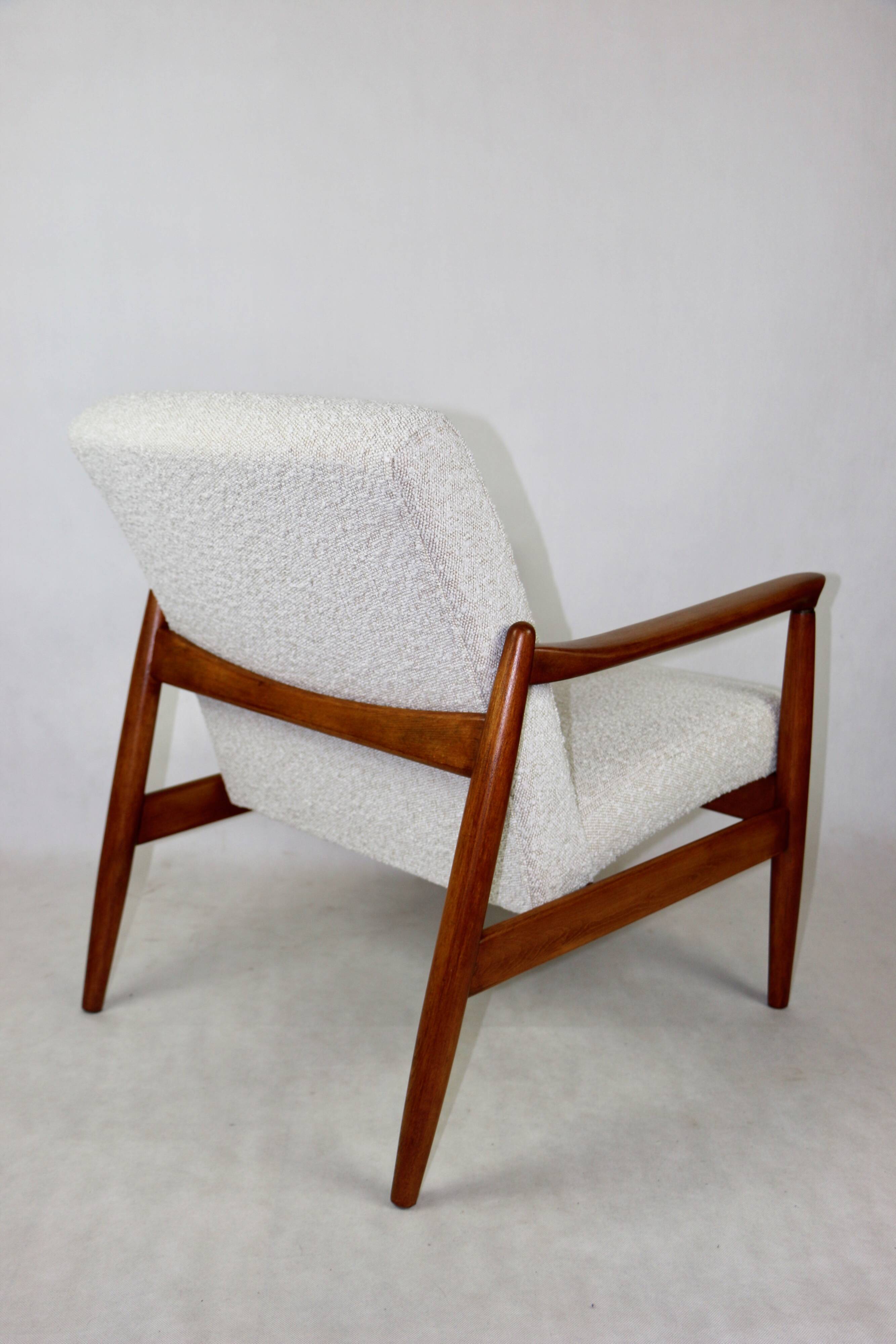 GFM-64 Brown Armchair in White Ivory Bouclé attributed to Edmund Homa, 1970s