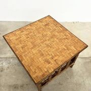 Table Basse Carrée en Rotin & Bambou – Plateau Amovible