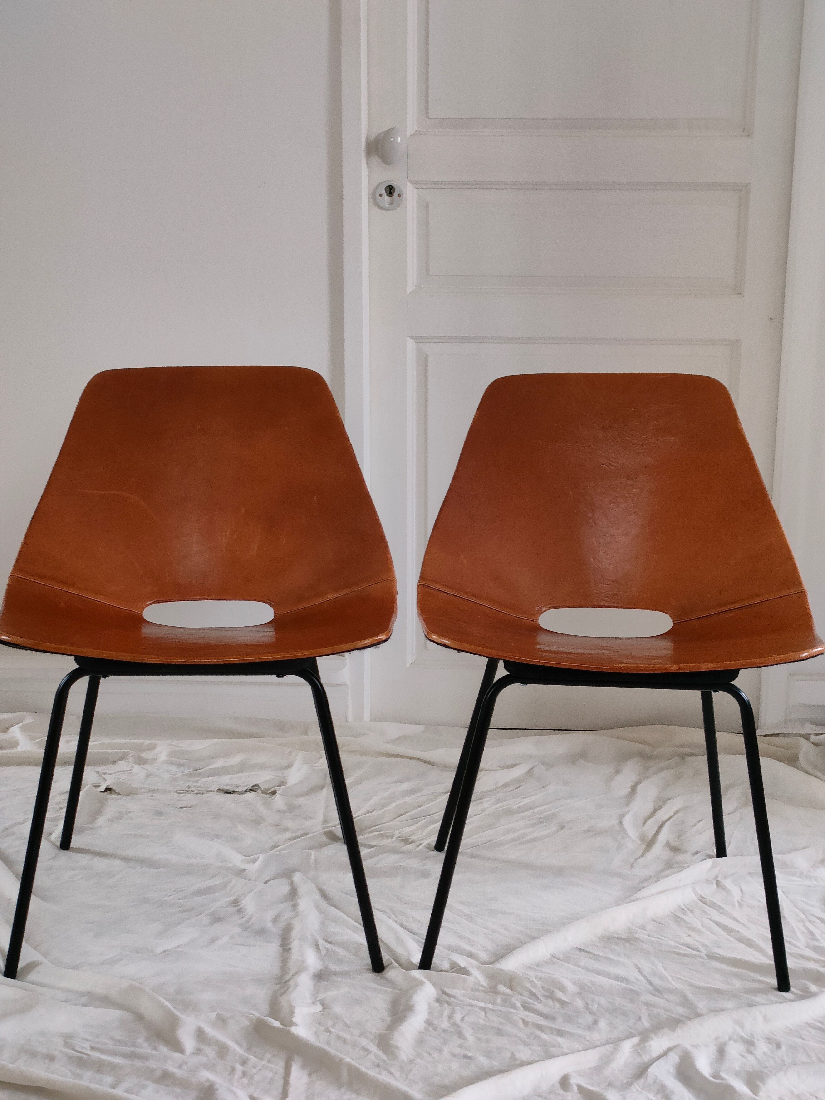 Pair of chairs Amsterdam by Pierre Guariche, recent "House of the World" reissue