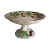 Plate mounted compotier with fruit iron earth with cherry decoration 1930